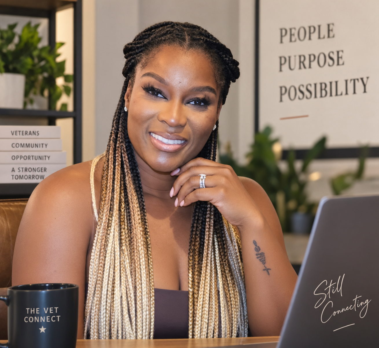 Tanisha Orr, founder of The Vet Connect, at her desk